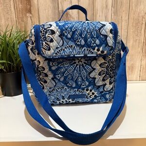 Vera Bradley Women's Blue Medallion Outlet Cotton Insulated Lunch Crossbody Bag